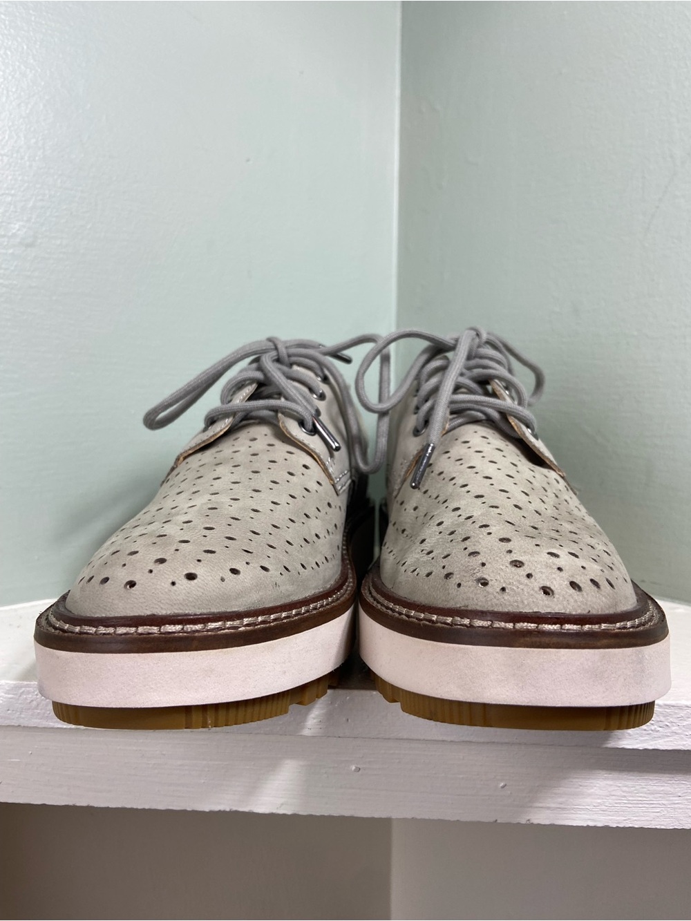 Clarks Orianna Move Wedge Gray Derby Platform Oxford Leather Women’s 9.5 [JO] - Picture 3 of 11
